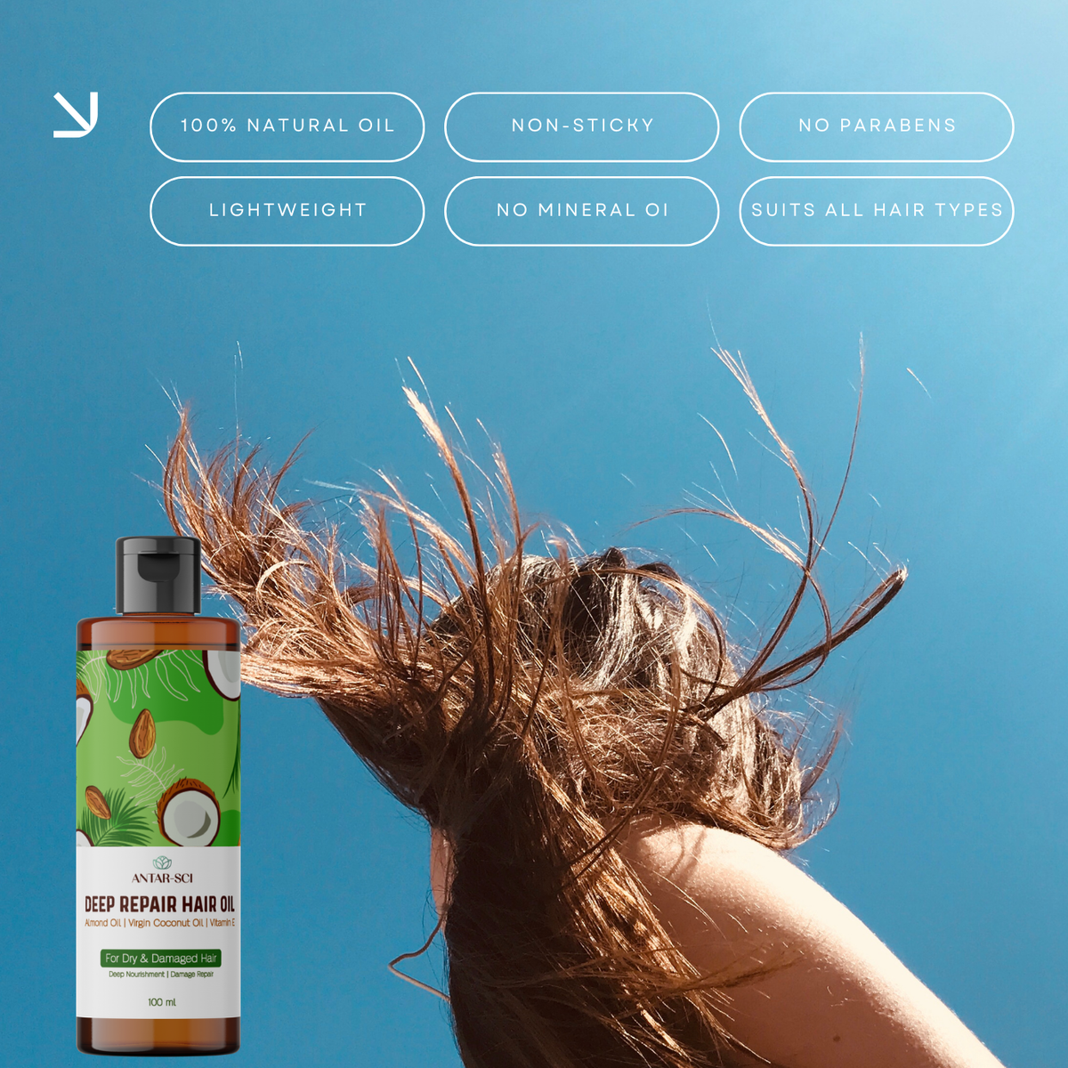 Deep Repair Hair Oil | Almond, Virgin Coconut & Vitamin E Oil | For Dry & Damaged Hair